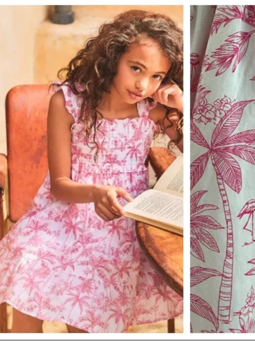 Janie and Jack Pink Magenta Flamingo Toile Emily Smocked Dress 7